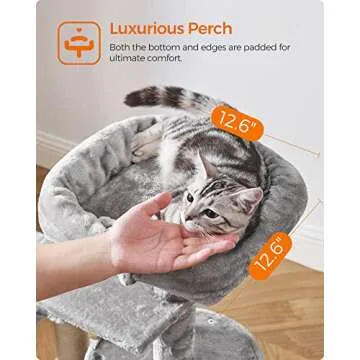 Feandrea Cat Tree, Small Cat Tower, Cat Condo, Kitten Activity Center with Scratching Post, Basket, Cave, Light Gray UPCT59W