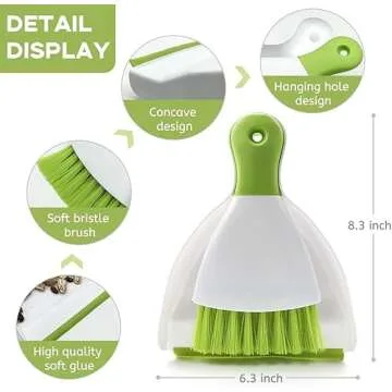 Dust pan Broom Brush Dustpan - Dustpan and Brush Set,Mini dust Pans with Brush,Dust Pan and Brush Set for Table, Key Board, Cat, Dog and Other Pets, Dust Pan Brush Nesting Tiny Cleaning Broom（Gray）