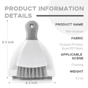 Dust pan Broom Brush Dustpan - Dustpan and Brush Set,Mini dust Pans with Brush,Dust Pan and Brush Set for Table, Key Board, Cat, Dog and Other Pets, Dust Pan Brush Nesting Tiny Cleaning Broom（Gray）