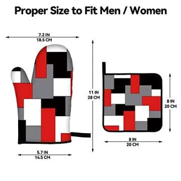 Red Black Grey White Oven Mitts and Pot Holders Set