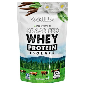 Opportuniteas Premium Grass Fed Vanilla Whey Protein Isolate Powder - 22g Protein, No Artificial Swe...