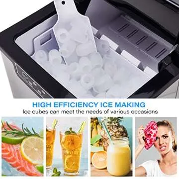 Portable Ice Maker for Countertop, 9 Ice Cube Ready in 7 Mins, 26 lbs in 24 hrs, Ice Maker Machine with Basket and Scoop for Home Bar Office Dorm Camping RV Parties Drinks, 2 Size Bullet Ice