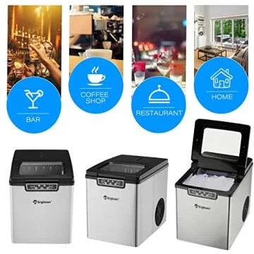 Portable Ice Maker for Countertop, 9 Ice Cube Ready in 7 Mins, 26 lbs in 24 hrs, Ice Maker Machine with Basket and Scoop for Home Bar Office Dorm Camping RV Parties Drinks, 2 Size Bullet Ice