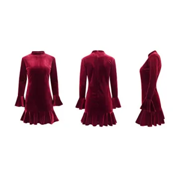 Elegant R.Vivimos Winter Long Sleeve Velvet Dress for All Occasions