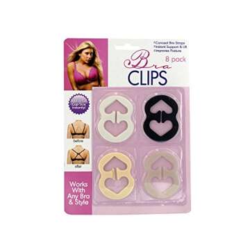 Kole Imports HB167 Bra Clips Set - 8 Flexible Strap Concealers