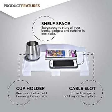 Modern Innovations Bedside Shelf for Bed, College Dorm Room, Bunk Bed Shelf/Caddy for Top Bunk, Clip...