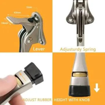 Gotega Door Stopper, 2 Packs Kickdown Door Stop with One Touch Adjustable Height and Rubber Tip 4 Inches, Heavy Duty Door Stops, Door Holder, Bottom of Door