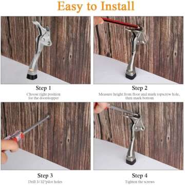 Gotega Door Stopper, 2 Packs Kickdown Door Stop with One Touch Adjustable Height and Rubber Tip 4 Inches, Heavy Duty Door Stops, Door Holder, Bottom of Door