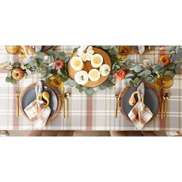 DII Thankful Autumn Collection Fall Tabletop Decoration, Rectangle Tablecloth, 60x84, Cozy Picnic Plaid