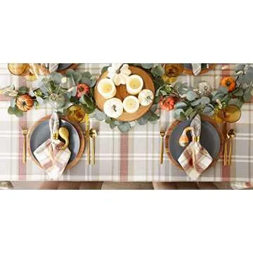 DII Thankful Autumn Collection Fall Tabletop Decoration, Rectangle Tablecloth, 60x84, Cozy Picnic Plaid