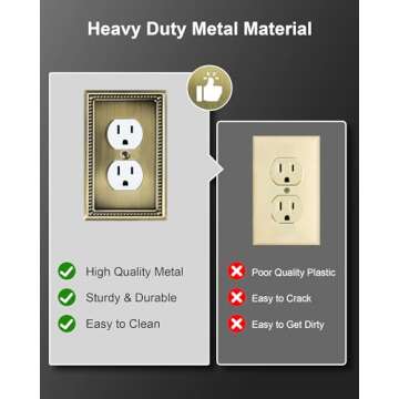 TREEWELL 4-Pack Duplex Outlet Cover Plate, Antique Brass Metal Wall Plates for Electrical Outlets, 1 Gang Receptacle Cover, Pearls Decorative Switch Plates and Outlet Covers
