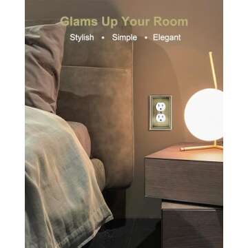 TREEWELL 4-Pack Duplex Outlet Cover Plate, Antique Brass Metal Wall Plates for Electrical Outlets, 1 Gang Receptacle Cover, Pearls Decorative Switch Plates and Outlet Covers