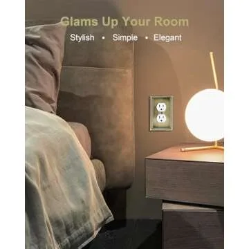 TREEWELL 4-Pack Duplex Outlet Cover Plate, Antique Brass Metal Wall Plates for Electrical Outlets, 1 Gang Receptacle Cover, Pearls Decorative Switch Plates and Outlet Covers