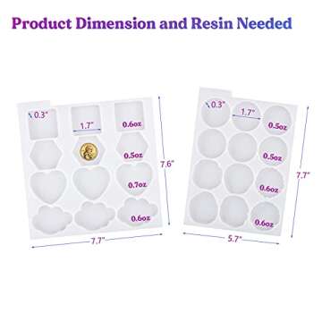 LET'S RESIN 2Pcs Resin Mold, 24 Cavities Badge Reel Molds for Resin, Phone Grip Mold for UV Resin,Ep...