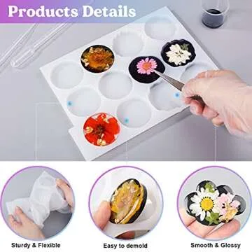 LET'S RESIN 2Pcs Resin Mold, 24 Cavities Badge Reel Molds for Resin, Phone Grip Mold for UV Resin,Epoxy Resin,Casting Molds for DIY Resin Keychain