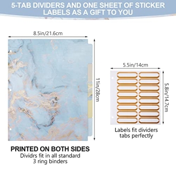 NELOVI Cute Binders! Decorative Hardcover 3 Ring Binder 1 Inch (Letter-Size) with 5-Tab Dividers and File Folder Labels. White Marble Three Ring Binder for Cute School Supplies and Office Supplies