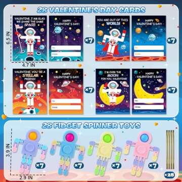 ZIRSENG Valentines Day Gifts for Kids Classroom - 28PACK Pop Fidget Spinners Astronaut Bulk with Uni...