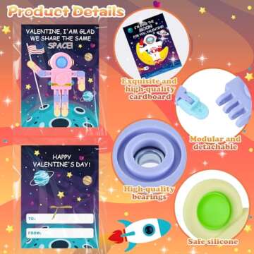 ZIRSENG Valentines Day Gifts for Kids Classroom - 28PACK Pop Fidget Spinners Astronaut Bulk with Unique Valentines Cards for Classroom Exchange Prize, Sensory Toys for Valentine's Party Favors