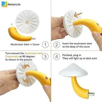 iBetterLife Sensor LED Mushroom Night Light Plug-in Wall Dream Bed Room Nightlight for Adults Kids Cute Mushroom Lamp Cottagecore Decor for Bedroom, Bathroom, Stairs, Hallway Corridor, Warm White