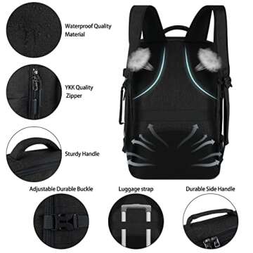 Travel Backpack for Men Women 17 Inch Flight Approved Carry on Backpack Waterproof Large 40L Luggage Daypack Business College Weekender Overnight Laptop Backpack with 3 Packing Cubes, Black