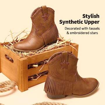 DREAM PAIRS Girls Cowgirl Cowboy Ankle Boots - Stylish, Comfortable & Durable!