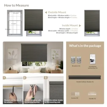 Boolegon Cordless Linen Honeycomb Blackout Shades Custom Size