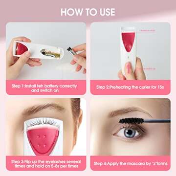 TOUCHBeauty Professional Heated Eyelash Curler with Silicone Refill Pad Curling Tool for Women Long Lasting Eyelashes TB-2003B