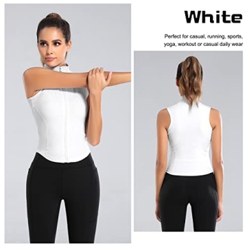 FEOYA Women's Sleek Quick Dry Workout Tank Top - White