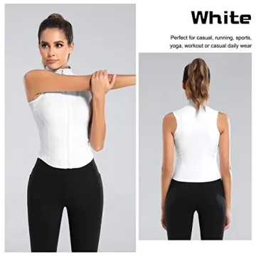 FEOYA Women's Sleek Quick Dry Workout Tank Top - White