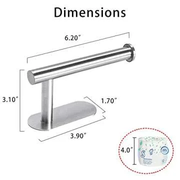 DGWHYC 3M Toilet Paper Holder no Drilling for Bathroom and Washroom, SUS304 Stainless Steel Brushed ...