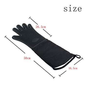 Oven Mitts Silicone Grips Extra Long Professional Oven Gloves Non-Slip Grip Heat Resistant 19.8" Up ...