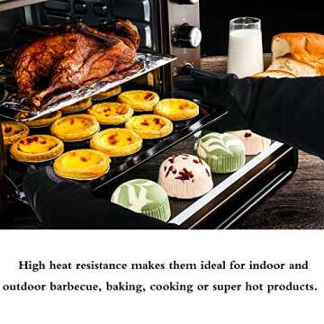 Oven Mitts Silicone Grips Extra Long Professional Oven Gloves Non-Slip Grip Heat Resistant 19.8" Up to 484℉ Kitchen Cooking Mitts Cooking Gloves Oven Cookie Sheets for BBQ Baking Grilling Black