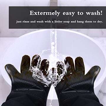 Oven Mitts Silicone Grips Extra Long Professional Oven Gloves Non-Slip Grip Heat Resistant 19.8" Up to 484℉ Kitchen Cooking Mitts Cooking Gloves Oven Cookie Sheets for BBQ Baking Grilling Black