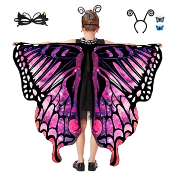 Tibeha Halloween Butterfly Costume for Girls - Colorful Wings & Accessories