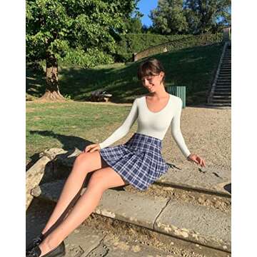 OQQ Women's 2 Piece Bodysuits Sexy Ribbed T Shirt One Piece Long Sleeve V Neck Leotard Coffee Beige