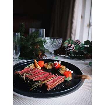 Famiware Dinnerware Set, 16 Piece Dishes Set, Plates and Bowls Set for 4, Black Matte…