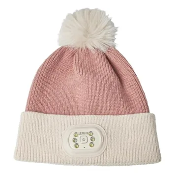 LED POM POM Beanie with Rechargeable Light - Blush Cream