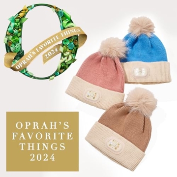 LED POM POM Beanie with Rechargeable Light - Blush Cream