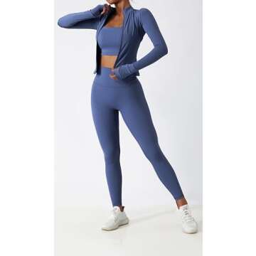 Yknktstc Womens Two Piece Tracksuit Set Long Sleeve Zipper Jacket with Athletic High Waist Leggings ...