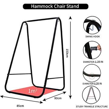 YUCAN Hammock Chair Stand with Hanging Swing Chair Included,Weather Resistant and Saving Space Stand...