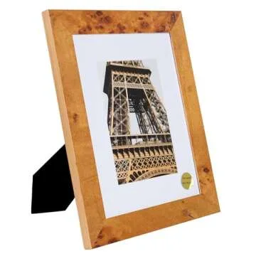 Elegant Burl Wood Picture Frames for Family Photos - Set of 4