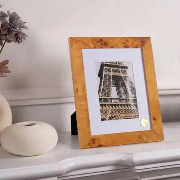 Elegant Burl Wood Picture Frames for Family Photos - Set of 4