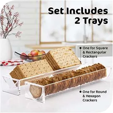 Srenta Clear Cracker Tray for Serving, Set of 2 Rectangular Cracker Holder for Serving Trays, Acryli...