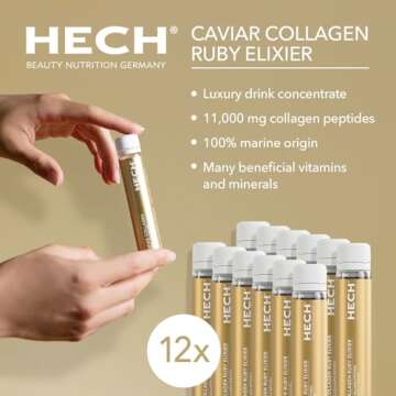 HECH Caviar Collagen Ruby Elixier - Beauty Supplement with 11,000 mg Marine and Caviar Collagen Pept...