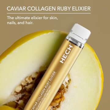 HECH Caviar Collagen Ruby Elixier - Beauty Supplement with 11,000 mg Marine and Caviar Collagen Peptides, Polyphenols and Complex of 9 bioactive Vita-Mineral Nutrients