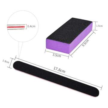 LNAUJS Nail File and Thin Buffer Block, 100/180 Grit, Professional Manicure Tools Kits, Black Nail P...