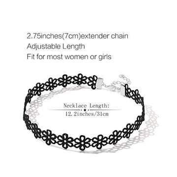 Prohouse 44PCS Black Womens Chokers Gothic Collar Lace Velvet Chocker Pendant Necklaces Set for Teenagers Women