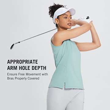 BALEAF Womens Sleeveless Golf Shirt Quarter Zip Side Pocket Lightweight Quick Dry Collarless Tank Tops Tennis Light Green M