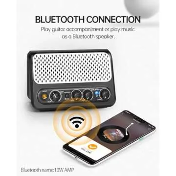 Mini Guitar Amp,LEKATO 10W Portable Electric Guitar Amplifier with Clean & Overdrive Channel,Reverb,Bluetooth Small Guitar Amp for Practice (Black-White)