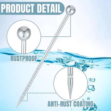 Therwen 14'' Stainless Steel Soil Sampler Probe Soil Sampler for Lawn Plant Garden Farm Underground Soil Sampling Probing Moisture Meter Compaction Septic Tanks Locating Sampling